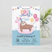 Jote Sloth Pool Party Anniversaire Invitation (Debout devant)