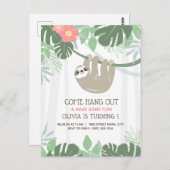 Jote Sloth Tropical Palm Feuilles Invitation d'ann (Devant / Derrière)