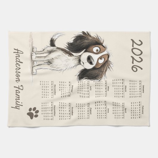 Jote Spaniel Chien 2026 Calendrier des serviettes  (Horizontal)