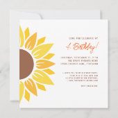Jote Sunflower Enfants Invitation Anniversaire (Dos)