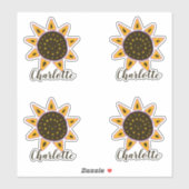 Jote Sunflower Modern Script Nom Sticker (Feuille)