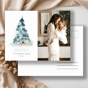 Jotful Waterverf Pijnboom Kerstboom Cadeau Foto Feestdagenkaart