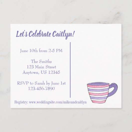 Jou bent uitgenodigd Theepot Thee Feestje Bruidsui Uitnodiging Briefkaart (Achterkant)