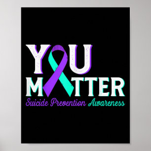 Jou Teal & Paarse Suïcidepreventie-bewustzijn Poster