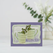 Jou twee groene mokken met takjes verse munt Foto  Briefkaart (Staand voorkant)