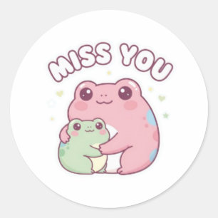 Jou vermissende kikkersticker Schattige knuffelend Ronde Sticker
