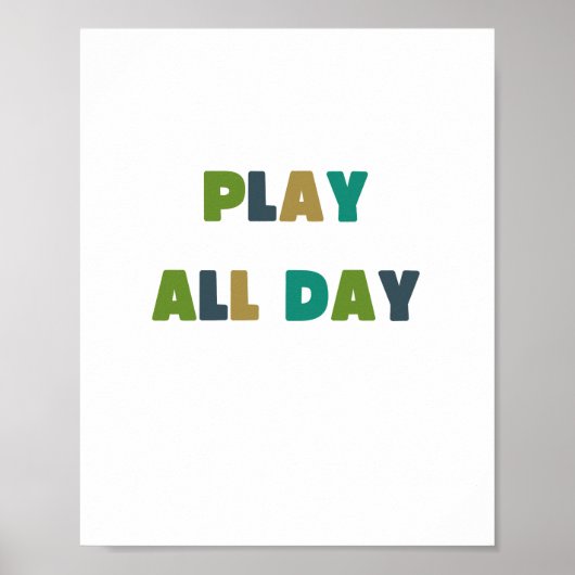joue toute la journée. Poster et impression (Devant)