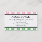 Jouer aux Pois verts roses Cartes de visite (Dos)