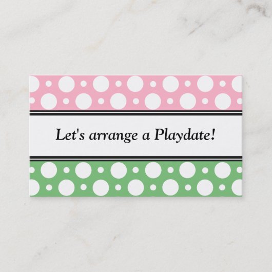 Jouer aux Pois verts roses Cartes de visite (Devant)