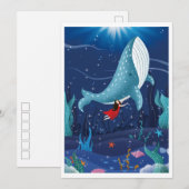 jouer avec baleine dans la carte de vacances mer (Devant / Derrière)