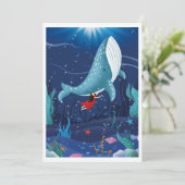 jouer avec baleine dans la carte de vacances mer (Debout devant)