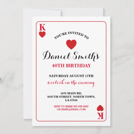 Jouer Carte Anniversaire Vegas Invitation Coeurs (Devant)