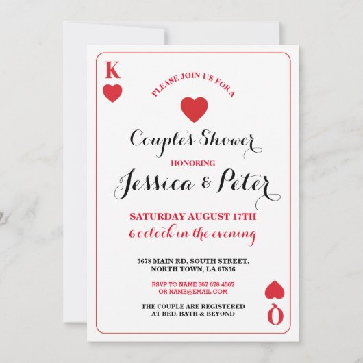 Jouer Carte Couples King Queen Las Vegas Invitatio (Devant)