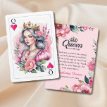 Jouer Carte de remerciements Baby shower rose cart<br><div class="desc">Entrez dans un monde fantastique avec le design "Queen of Hearts Playing Card Blush Pink Baby shower", une fusion délicieuse d'élégance ludique et de luxe royal. Ce thème enchanteur est parfait pour ceux qui cherchent à créer une célébration unique, s'inspirant du royaume fantastique d'Alice au pays des merveilles. Il offre...</div>
