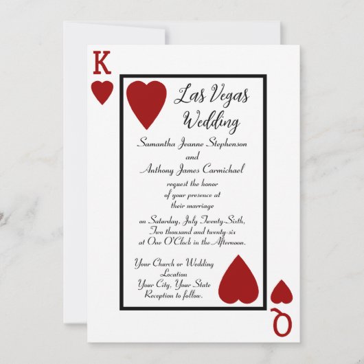 Jouer Carte King/Queen Mariage Invitations (Devant)
