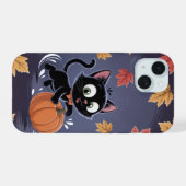 Jouer Chat noir Citrouille Leaf iPhone / coque ipa (Verso Horizontal)