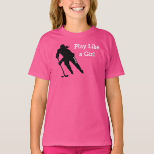 Jouer comme une fille Hockey T-shirt rose