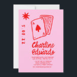 Jouer des cartes vintages coeurs Mariage simple<br><div class="desc">Lecture de carte Faire-part de mariage d'écriture manuscrite rouge et rose rétro</div>