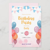 Jouer Jaune coloré Anniversaire Invitation (Devant / Derrière)