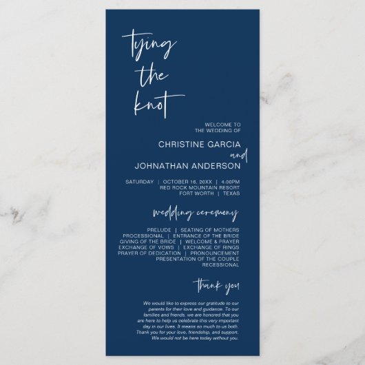 Jouer le noeud, Programme de mariage bleu de la Ma (Devant)