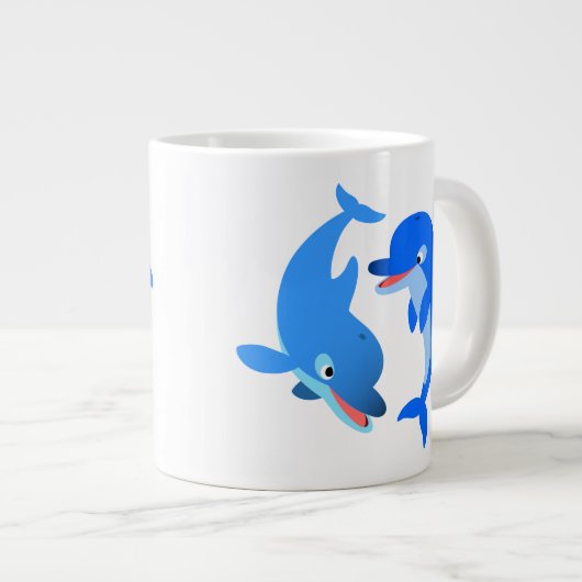 Jouer mignon Dauphins de dessin Jumbo Mug (Devant droit)