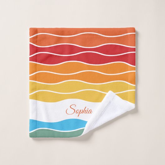 Jouer Retro Rainbow Stripes pour produit personnal (Gant de toilette)