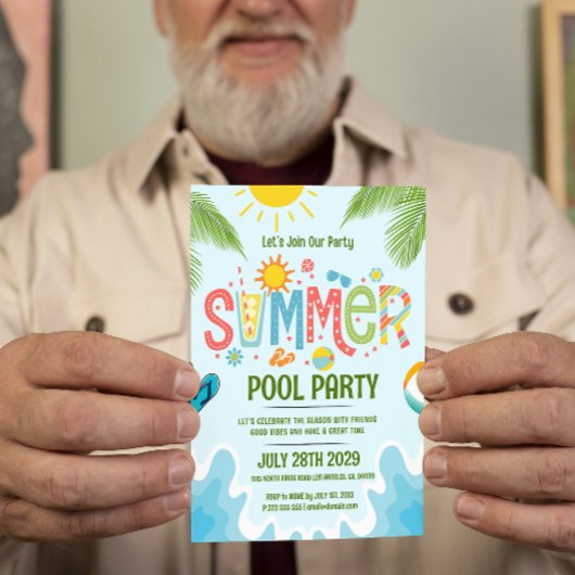 Jouer vert et bleu invitation de la piscine d'été