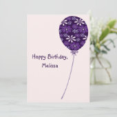 Jouer Violet Blush Balloon Joyeux carte d'annivers (Debout devant)