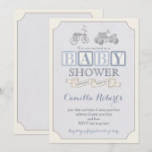 jouet blocs invitation baby shower, voiture à péda (Devant / Derrière)