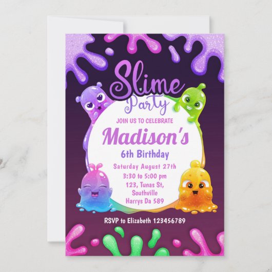Jouet coloré Slime Anniversaire Fête Invitation (Devant)