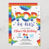 Jouet Fidget, Pop it, Invitation Fidget avec Pop I (Devant / Derrière)