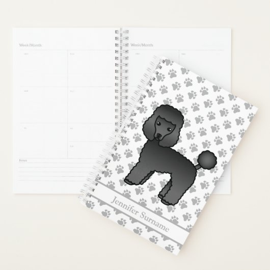 Jouet noir Poodle mignonette Cartoon Chien & Texte (Devant avec enveloppe)