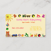 Jouets colorés Babysitting Cartes de visite (Devant)