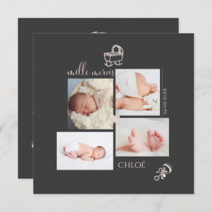 Jouets Roos Pâle Remerciement Naissance Fille kaar Kaart