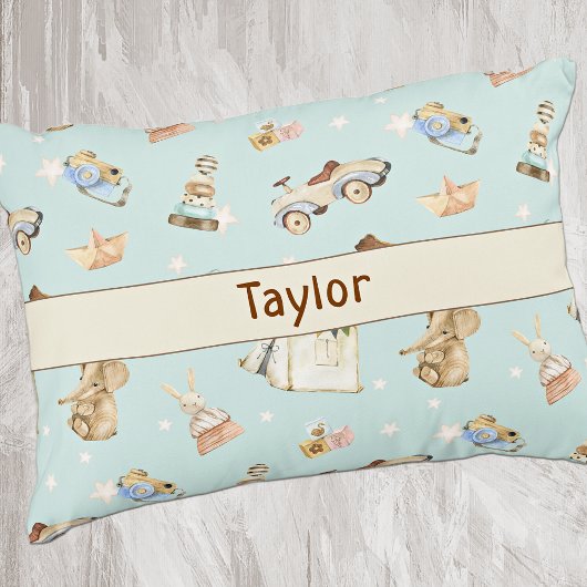 Jouets Vintages Aquarelle Motif Coussin Accent Tur