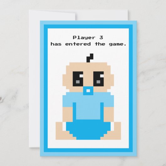 Joueur 3 Entré Dans Le Jeu Baby Boy Faire-part (Devant)