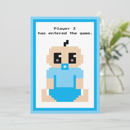 Joueur 3 Entré Dans Le Jeu Baby Boy Faire-part (Debout devant)