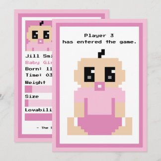 Joueur 3 Entré Jeu Bébé Fille Carte d'arrivée