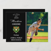 Joueur de base-ball Faire-part de diplôme de la ph (Devant / Derrière)