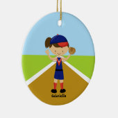 Joueur de base-ball mignon en ornement rouge et (Droite)