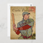 Joueur de baseball vintage Carte Postale Française (Devant / Derrière)