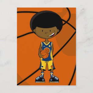 Joueur de basket-ball avec carte postale Afro