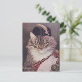 Joueur de cornemuse chat briefkaart (Staand voorkant)