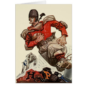 Joueur de football sportif vintage et mascotte de 