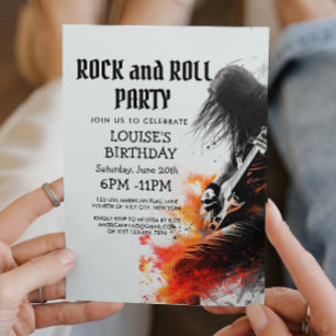 Joueur de Guitare et Invitation à une Fête Rock An