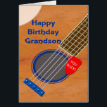 Joueur de guitare Grandson Anniversaire<br><div class="desc">Une carte d'anniversaire pour un petit-fils qui aime la guitare. Gros plan d'une guitare avec un plectrum encastré dans les cordes. Sur la plectrum se trouvent les mots "You Rock". Une carte d'anniversaire pour un musicien qui aime la guitare.</div>