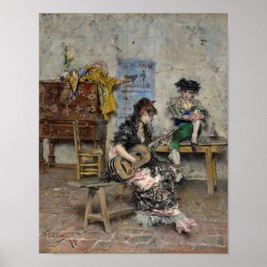 Joueur de guitare par Giovanni Boldini Impression (Devant)