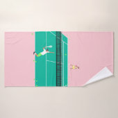 Joueur de Match Art Moderne Pink Green (Serviette de bain)