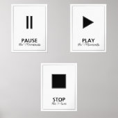 Joueur de musique noir et blanc Pause Play Stop (Recto)