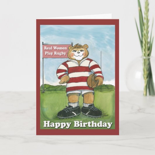 Joueur de rugby - carte d'anniversaire femelle (Devant)